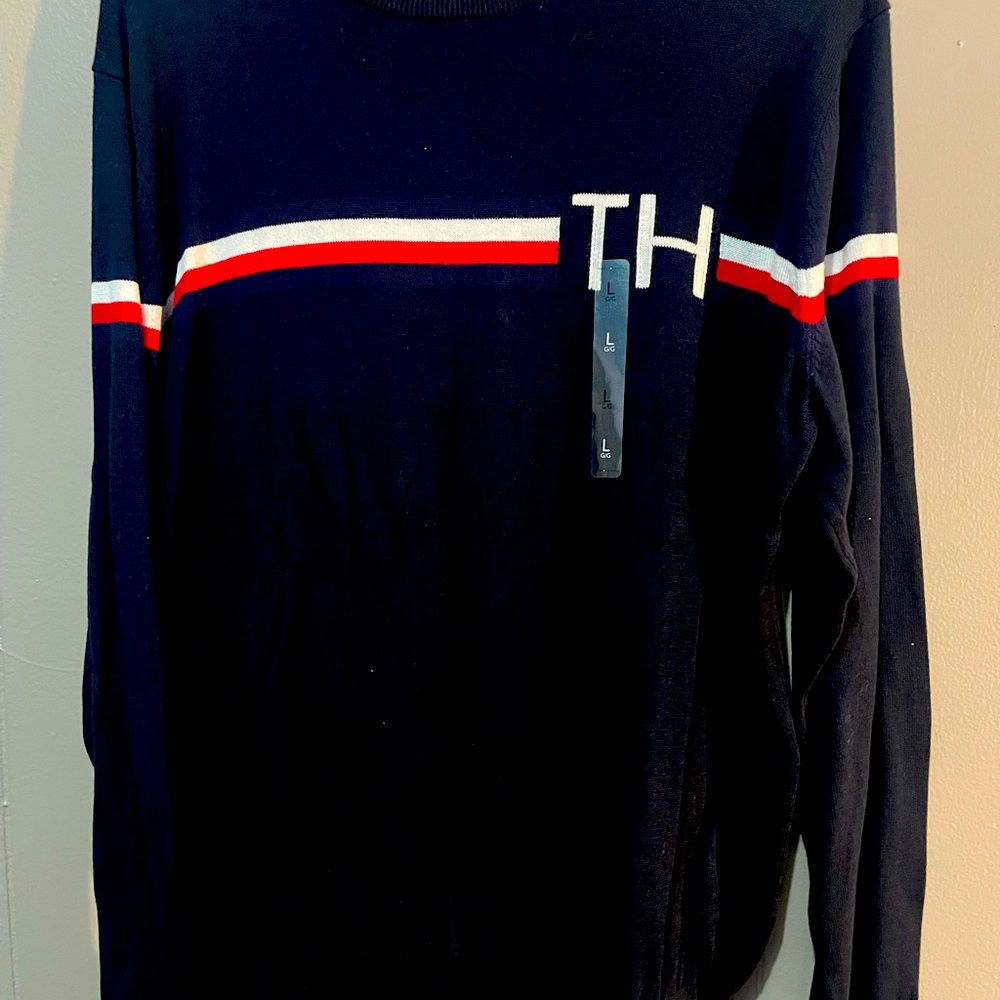 Tommy Hilfiger Men's Crew Neck Long Sleeve Cotton Sweater Cozy Blue